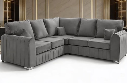 Grey plush 2c2 corner sofa - plush,